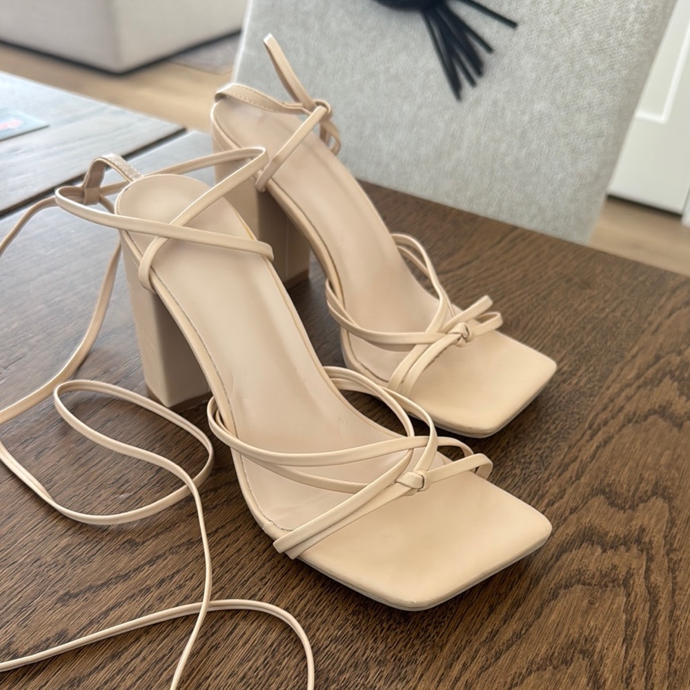 Women's Strappy Heels - Cream